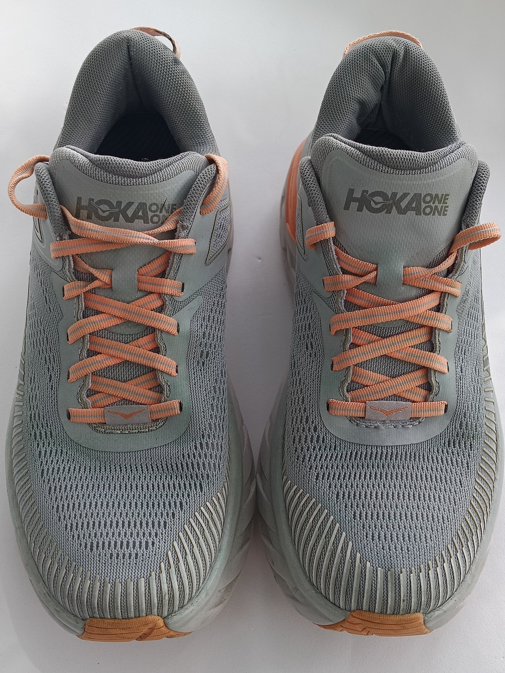 HOKA ONE ONE Women’s Gray Running Shoes with Peach Accents Size 9.5 Used